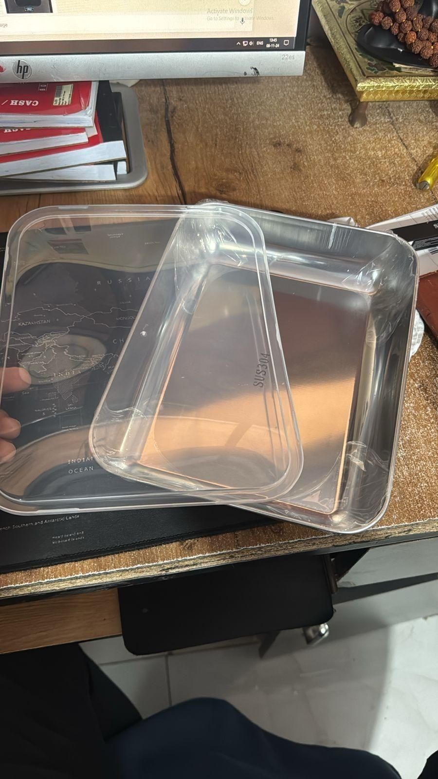 Stainless Steel Baking Pan Food Storage Box with Cover (Pack of 2)