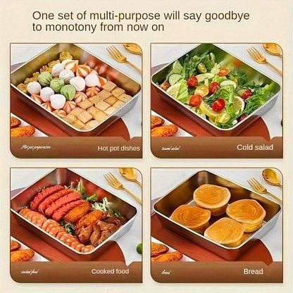Stainless Steel Baking Pan Food Storage Box with Cover (Pack of 2)