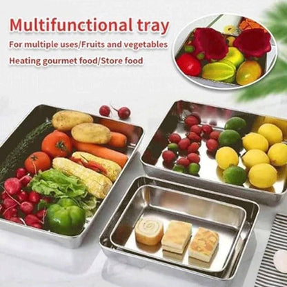 Stainless Steel Baking Pan Food Storage Box with Cover (Pack of 2)